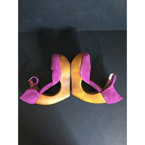 Jeffrey Campbell Foxy Wood Platform High Heel Shoes Adjustable Size 6 6M - Picture 7 of 14